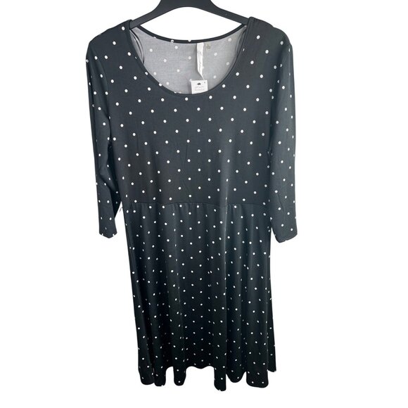 NY Collection Polka Dot Black & White Womens Dress Size XL - Picture 11 of 12